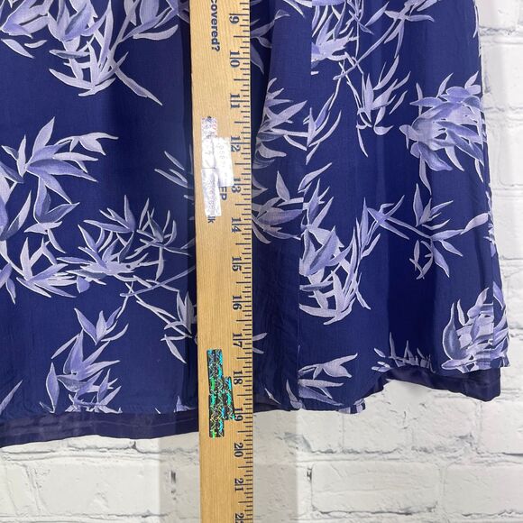 J McLaughlin Size 6 Navy Flowy A-Line Skirt Bamboo Leaf Print Coastal Tiered - Picture 12 of 13